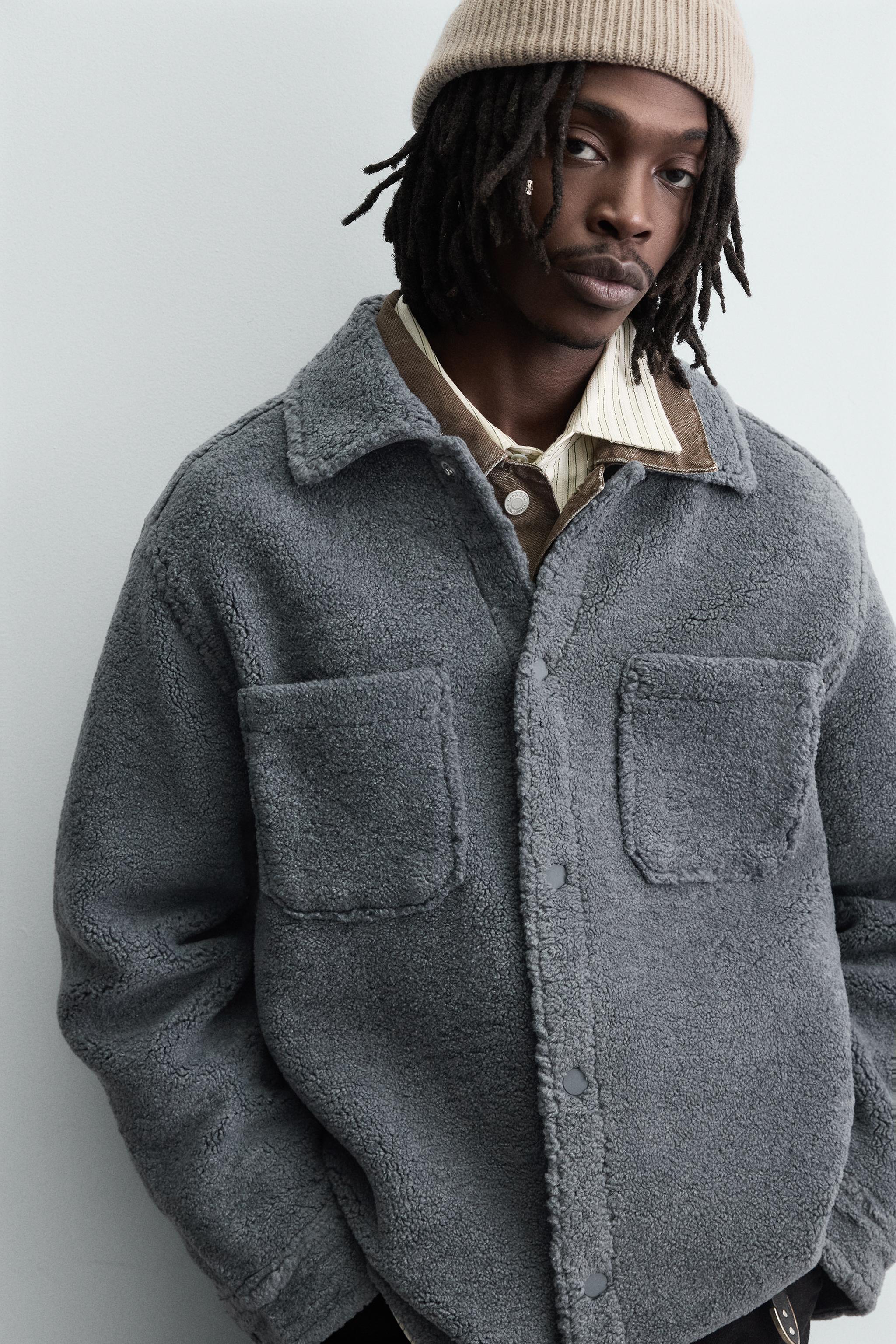 FAUX SHEARLING POCKET OVERSHIRT